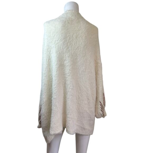 Rain + Rose Cream Soft Open Puff Sleeve with Sequin Cardigan sz L $122 orig NWT - Picture 5 of 11